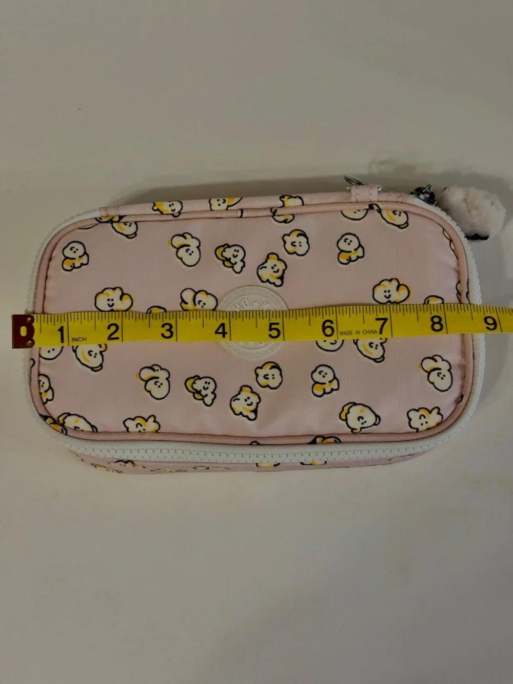 Kipling 100 Pens Pencil Case Nylon Hard Shell Popcorn Pouch w/ Keychain Lilac